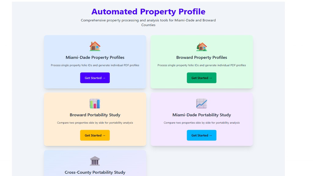 Automated Property Profile dashboard